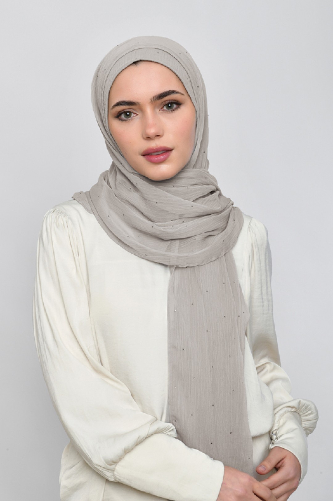 White Sand - Plain Crinkled Chiffon Crystals