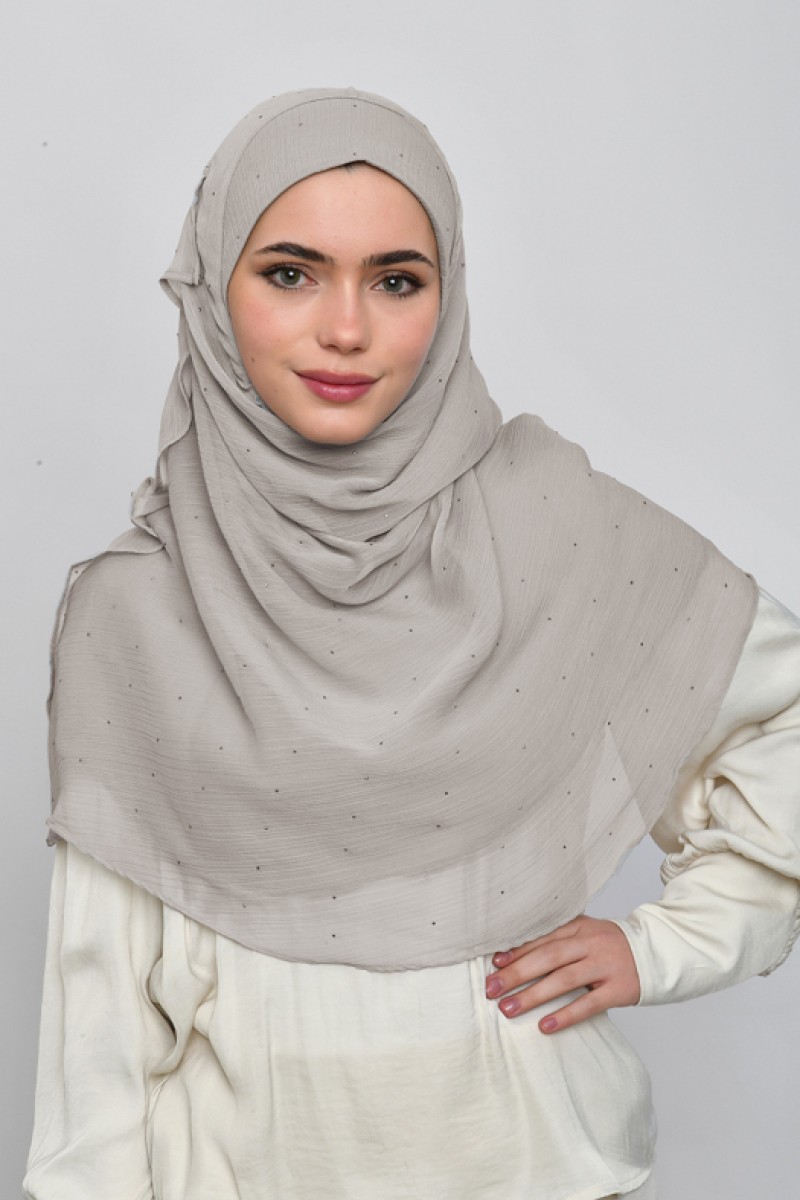 White Sand - Plain Crinkled Chiffon Crystals