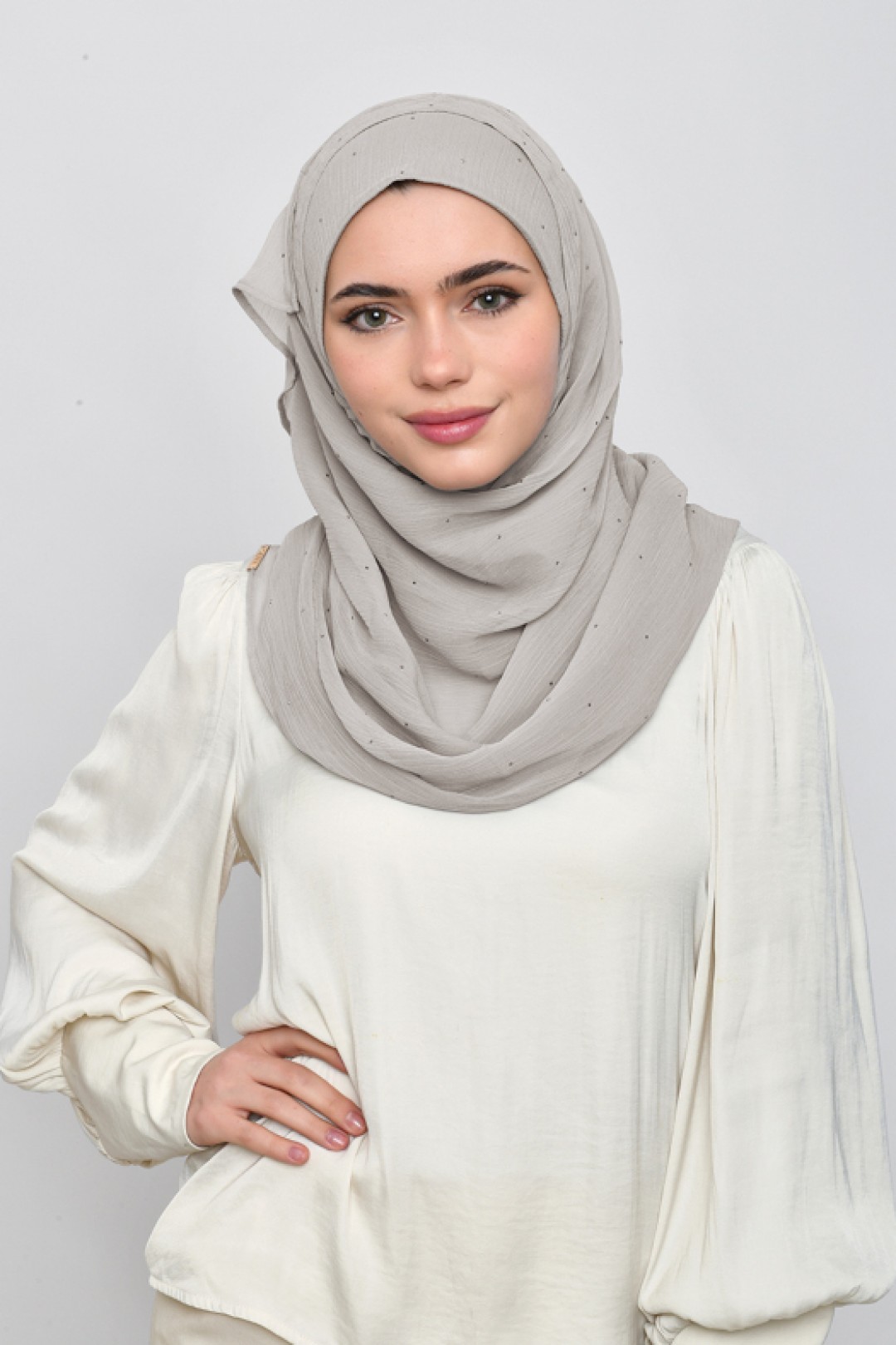 White Sand - Plain Crinkled Chiffon Crystals