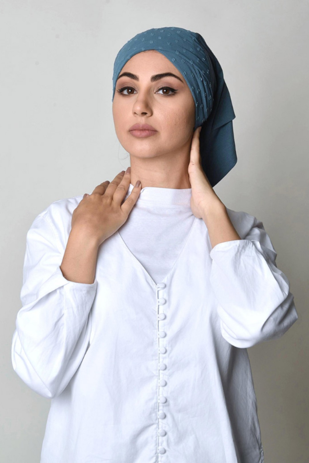 Blue Stone - Plain Mosaic Butti Chiffon