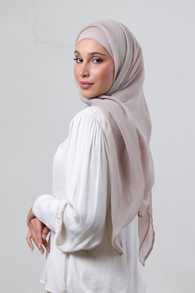 Mink - Plain Crinkled Chiffon