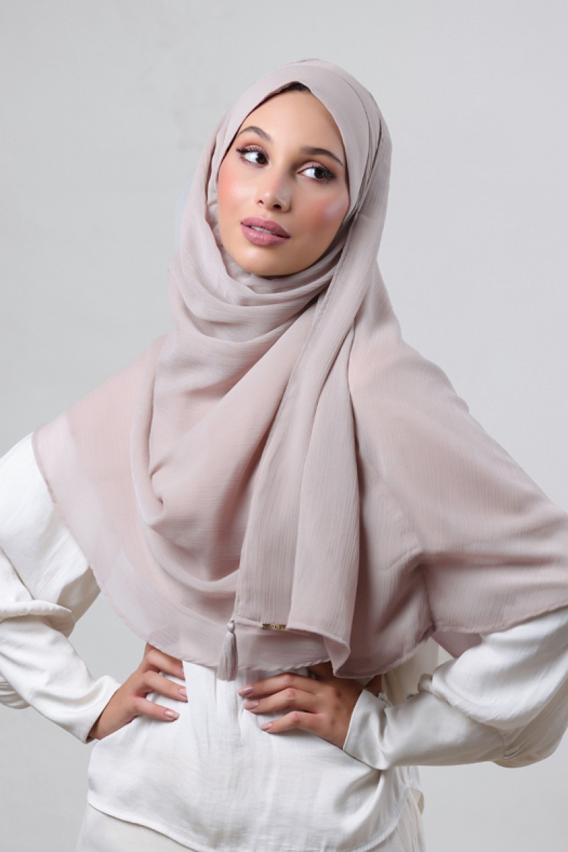 Mink - Plain Crinkled Chiffon