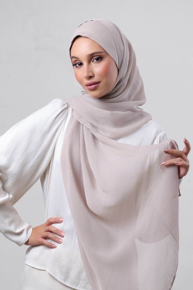 Mink - Plain Crinkled Chiffon