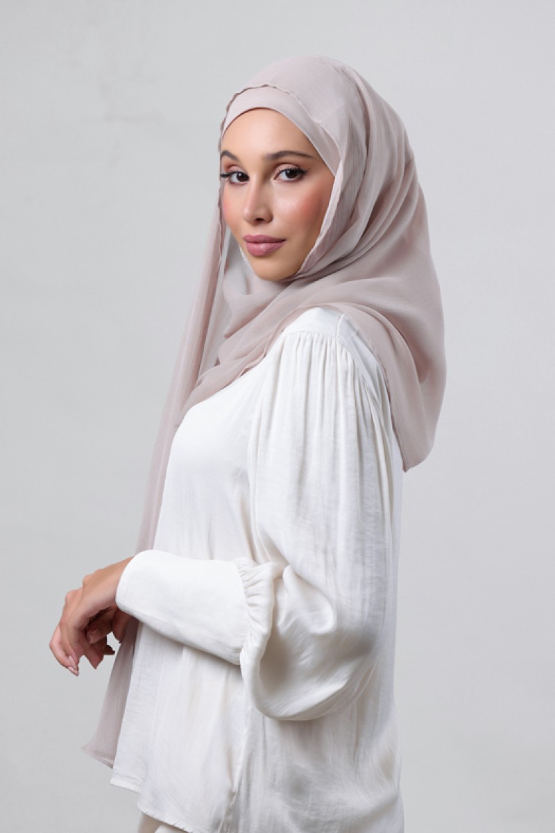 Mink - Plain Crinkled Chiffon