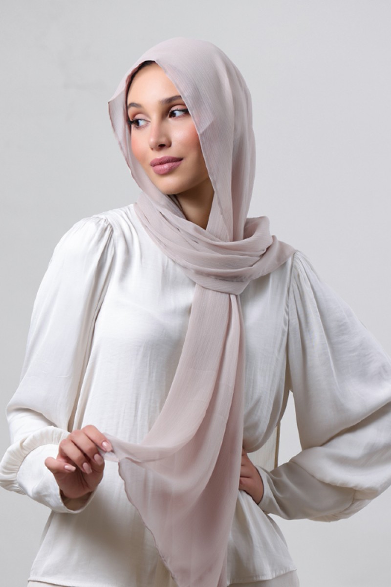 Mink - Plain Crinkled Chiffon