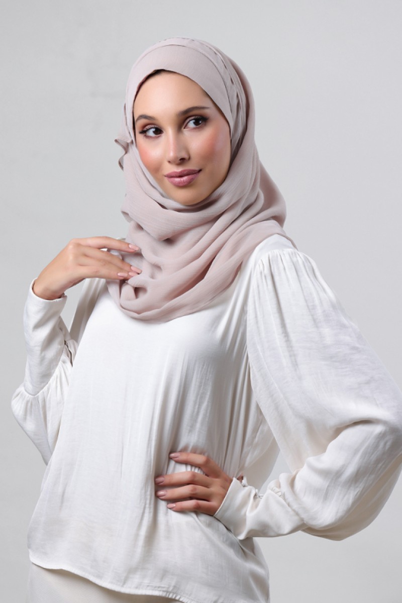 Mink - Plain Crinkled Chiffon