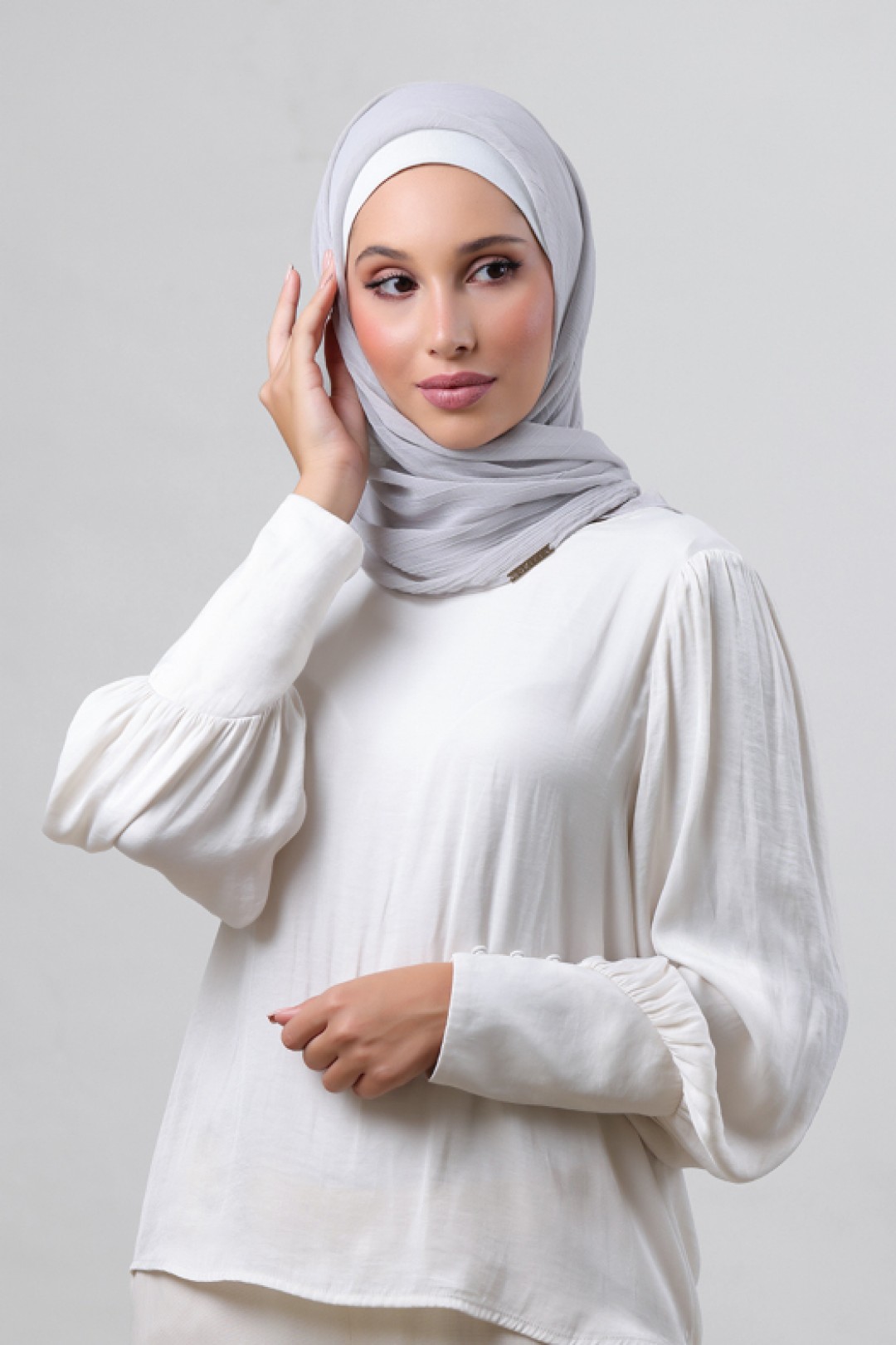 Silver - Plain Crinkled Chiffon
