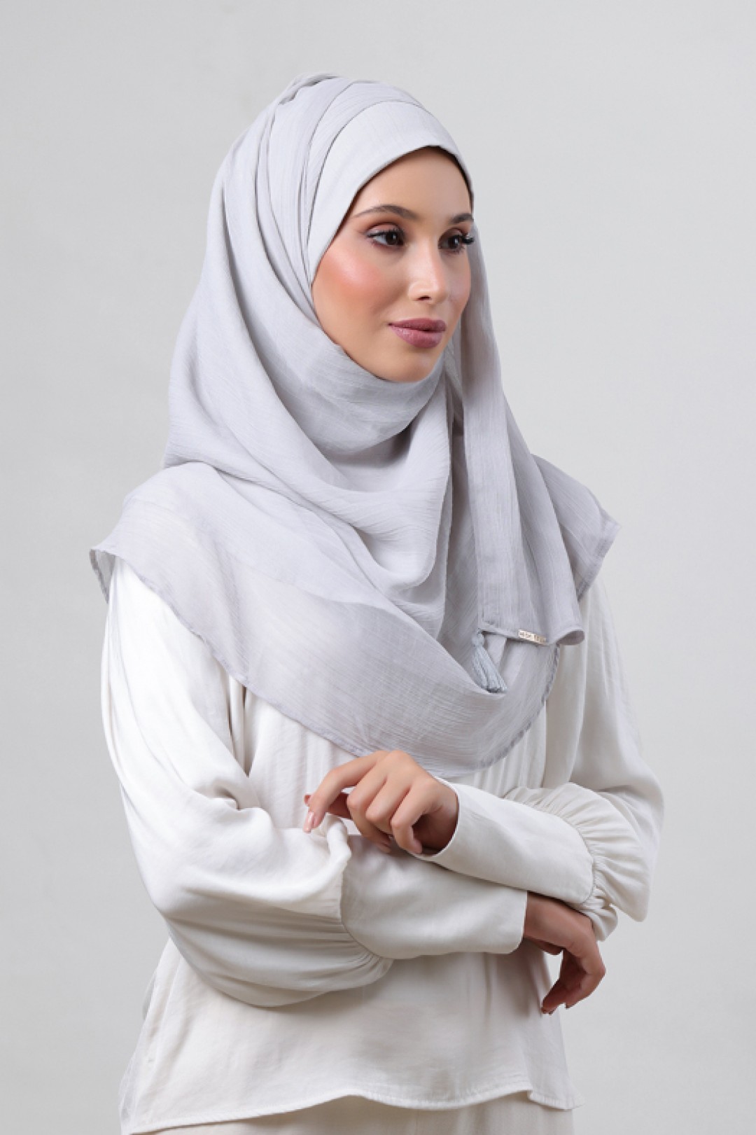 Silver - Plain Crinkled Chiffon