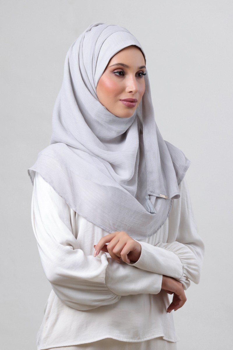 Silver - Plain Crinkled Chiffon