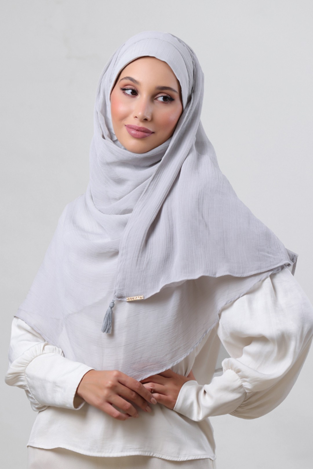 Silver - Plain Crinkled Chiffon