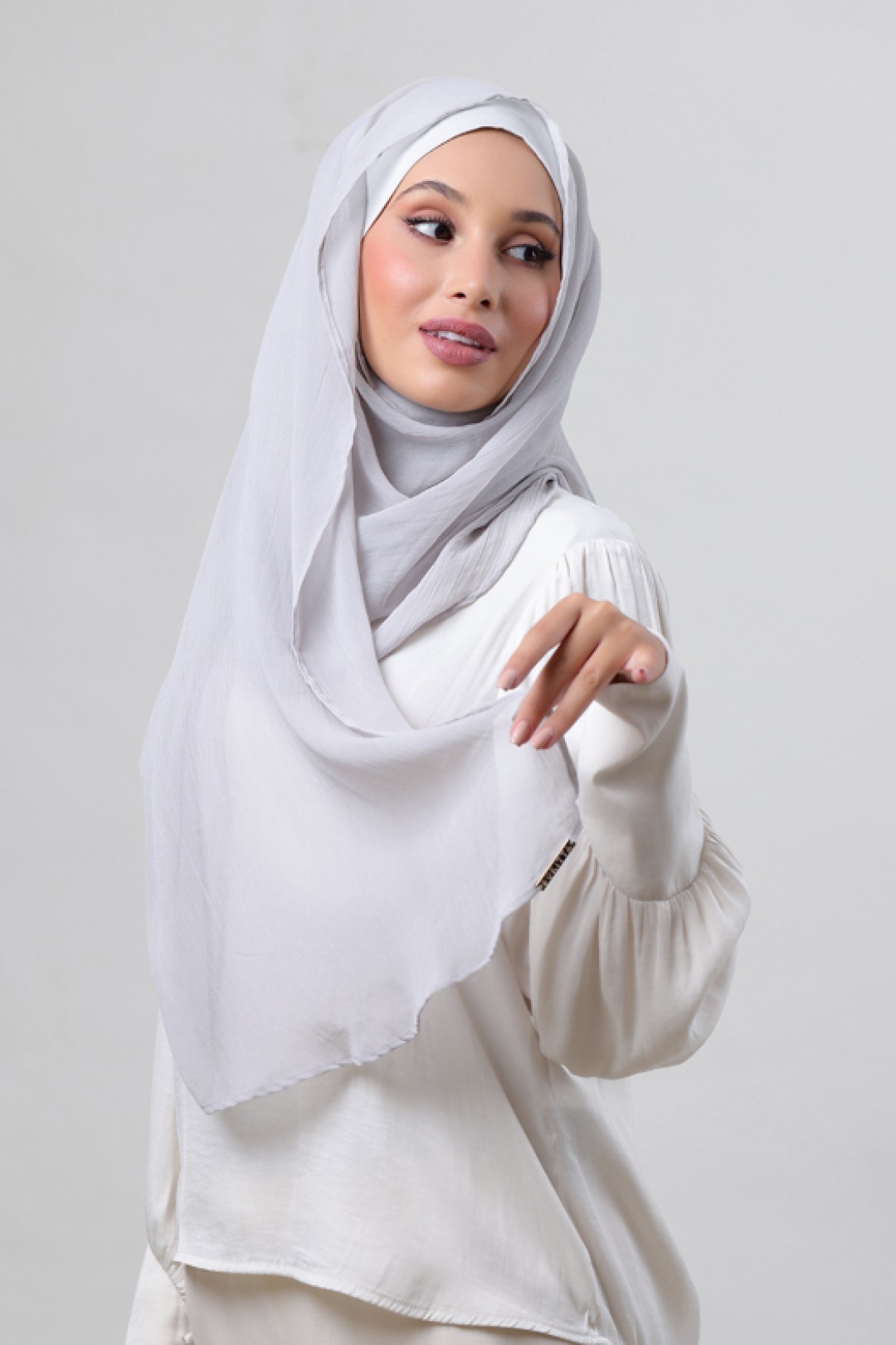 Silver - Plain Crinkled Chiffon