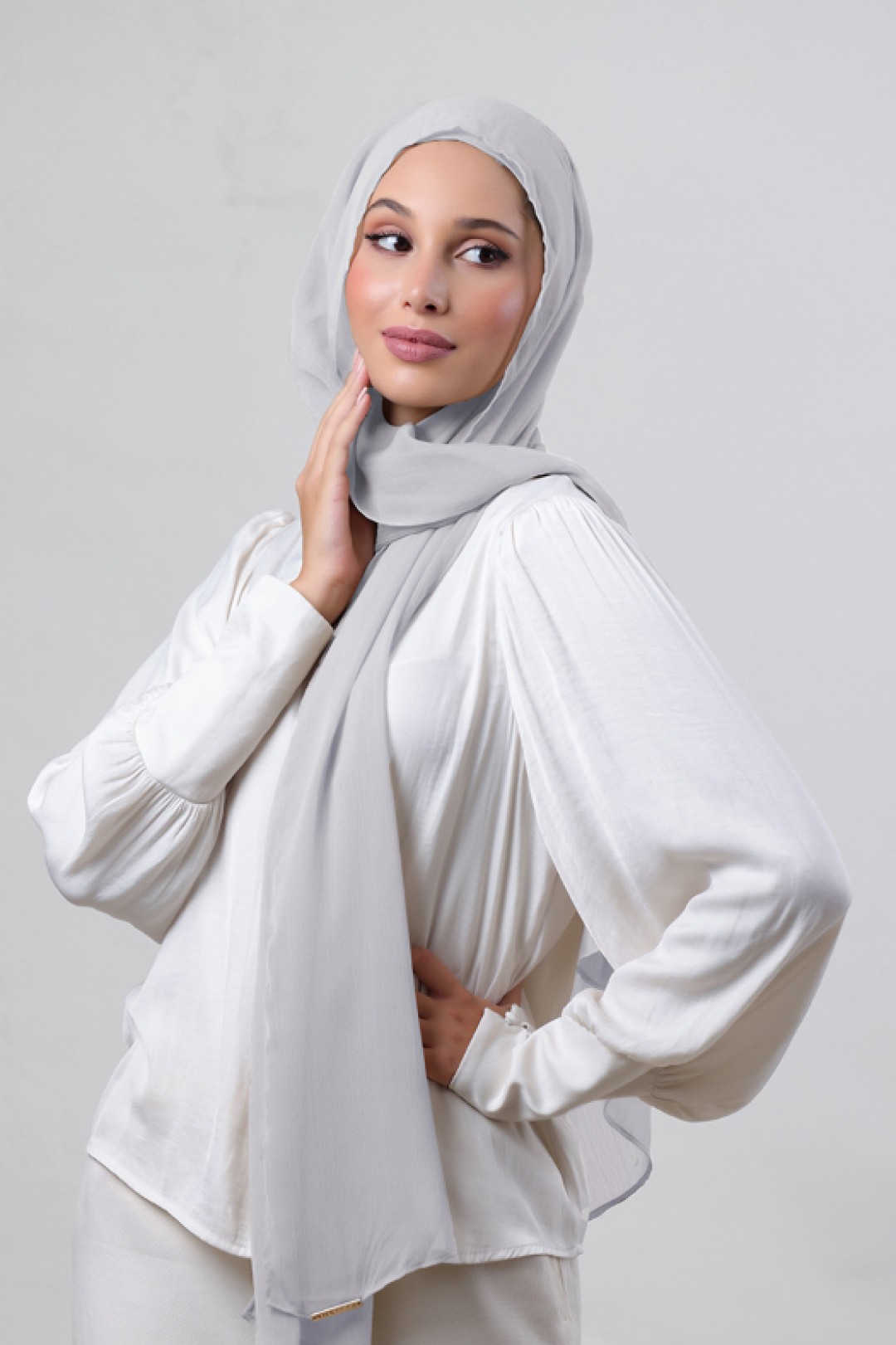 Silver - Plain Crinkled Chiffon