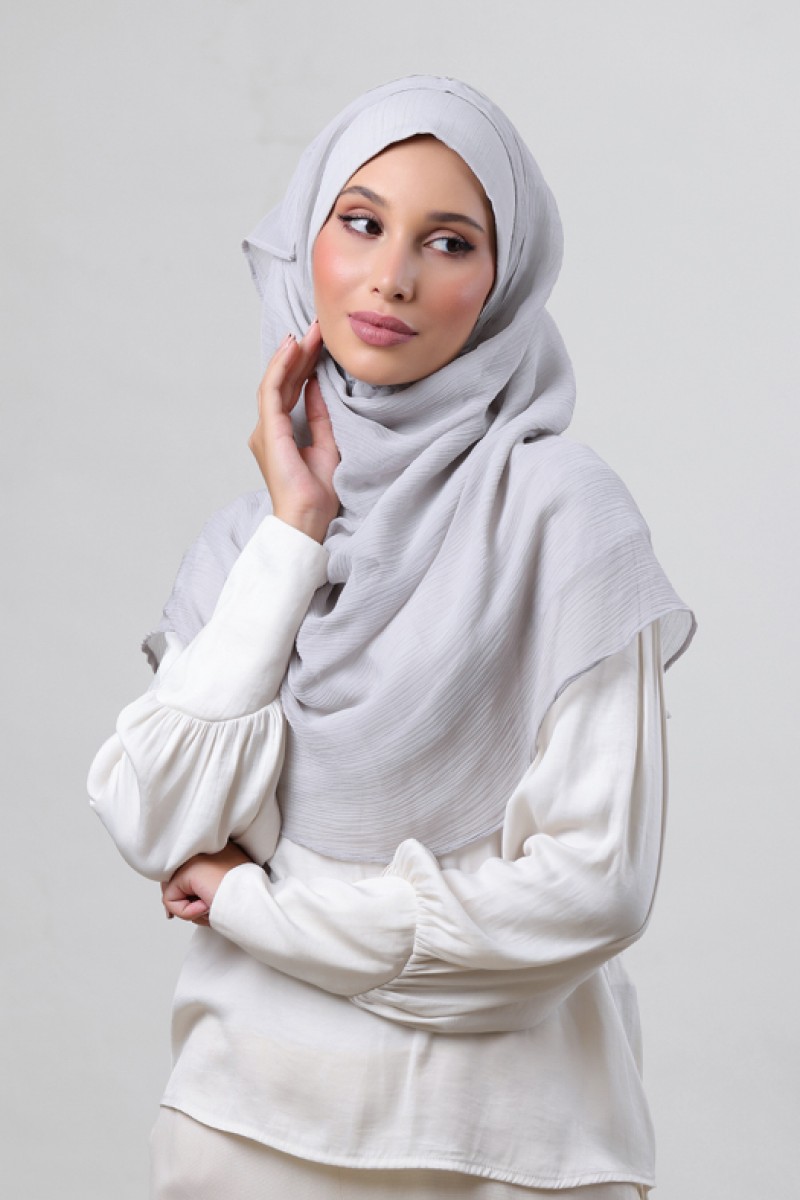 Silver - Plain Crinkled Chiffon