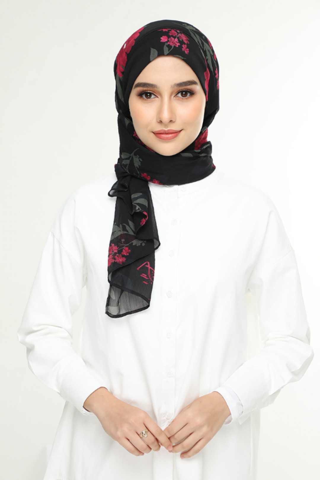 Jameela Black - Printed Crinkled Chiffon