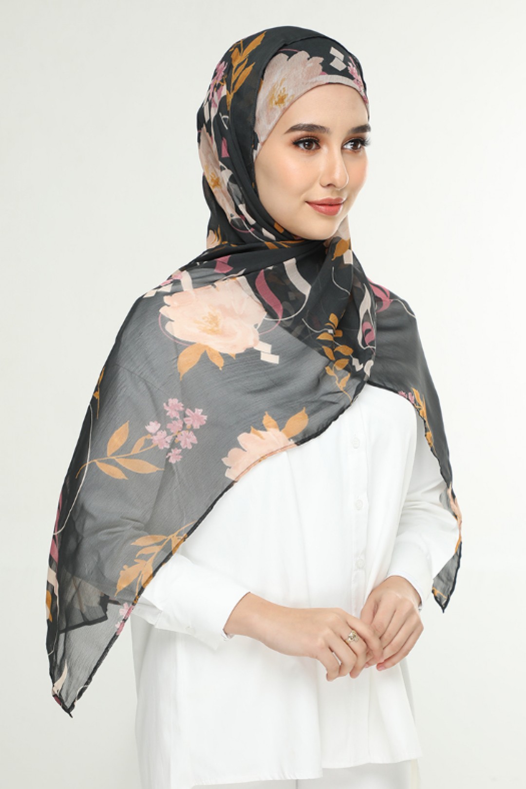 Jameela Gray - Printed Smooth Chiffon