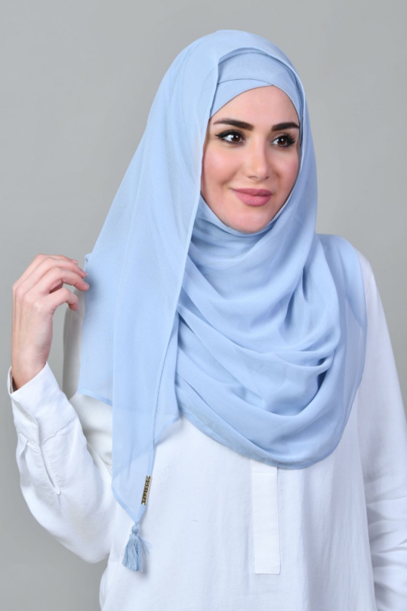 Taj Maxi Celestial Blue - Plain Crepe Chiffon