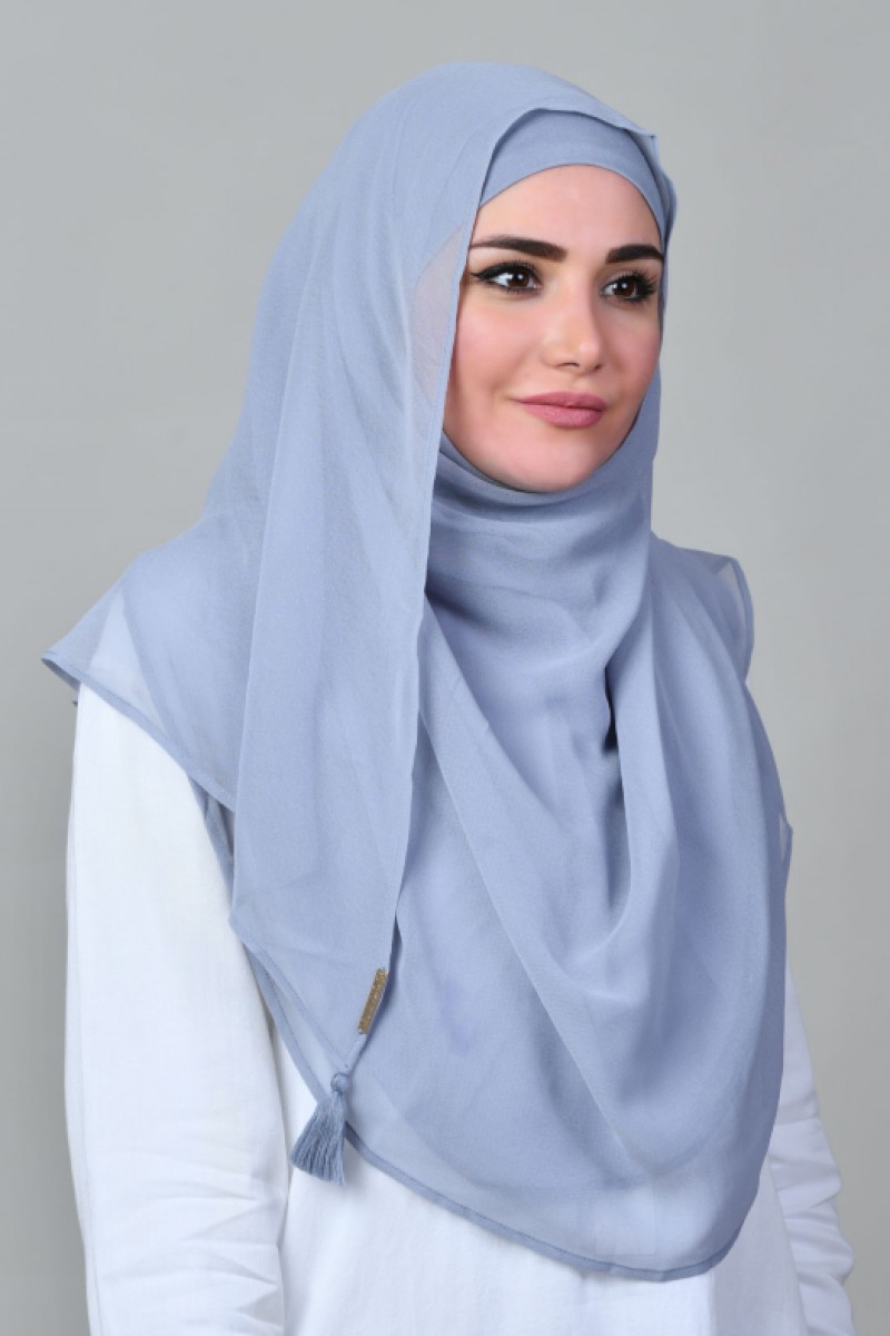 Taj Maxi Lilac Gray - Plain Crepe Chiffon