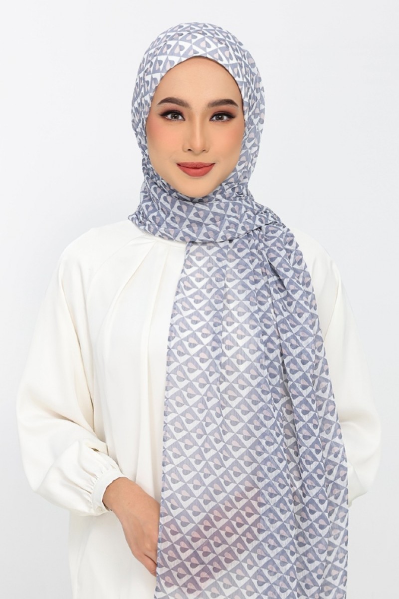Hearts Gray - Printed Plus Crinkled Chiffon