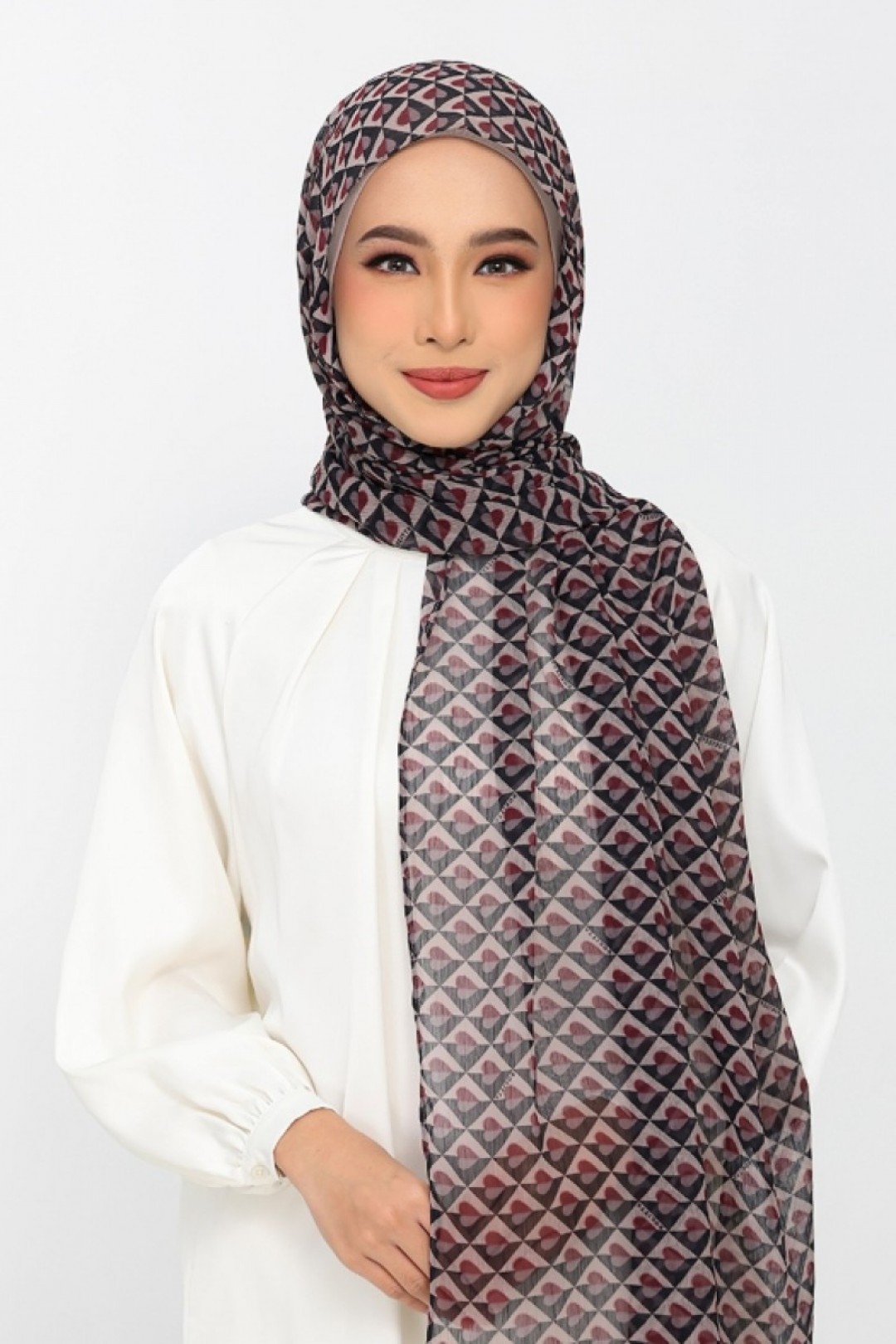 Hearts Red Black - Plus Crinkled Chiffon