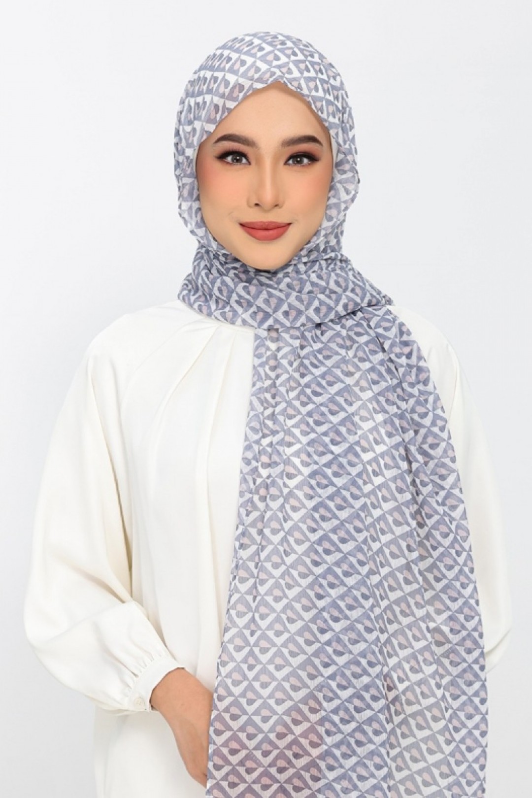 Hearts Gray - Plus Crinkled Chiffon