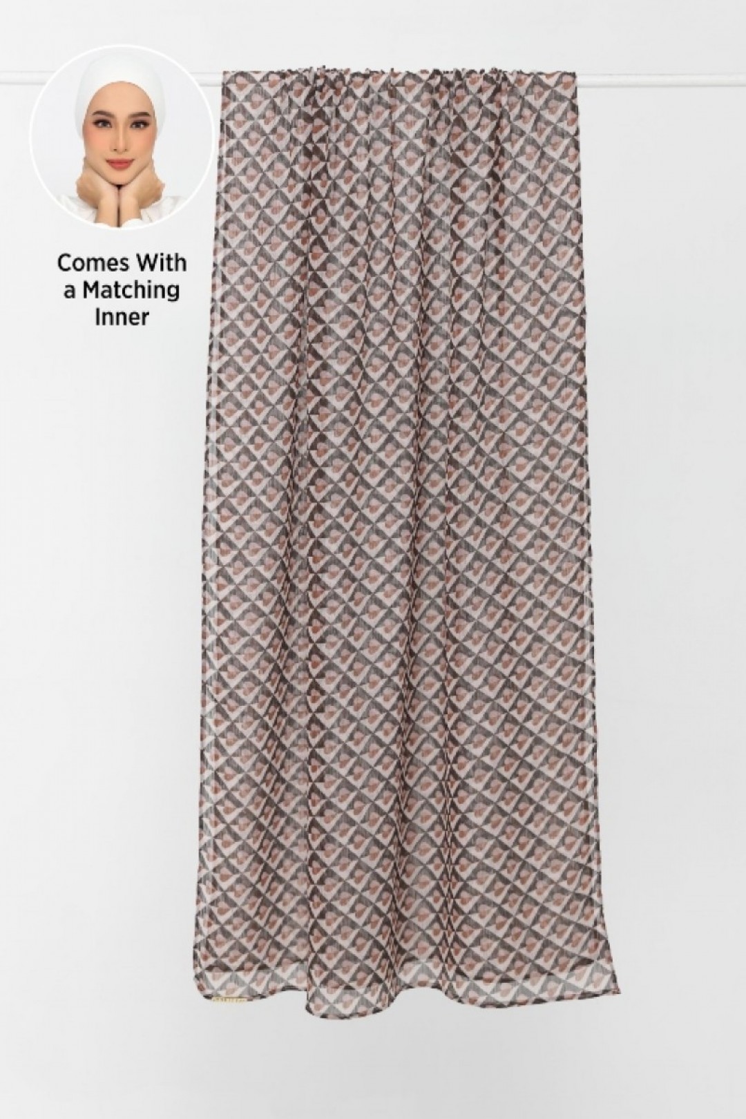 Hearts Beige - Plus Crinkled Chiffon