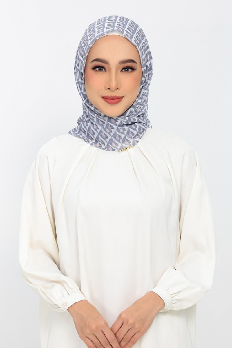 Hearts Gray - Printed Plus Crinkled Chiffon