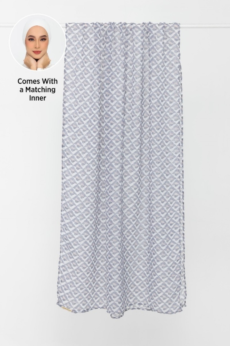 Hearts Gray - Printed Plus Crinkled Chiffon