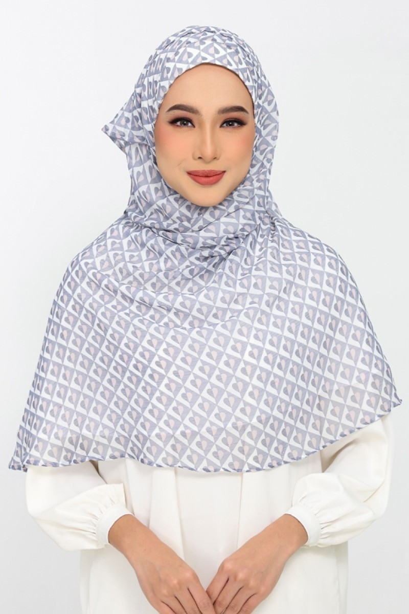 Hearts Gray - Printed Plus Crinkled Chiffon