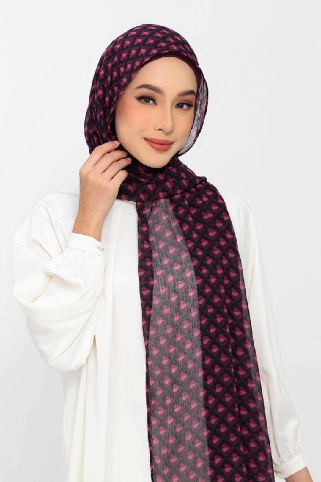 Hearts Mulberry - Plus Crinkled Chiffon