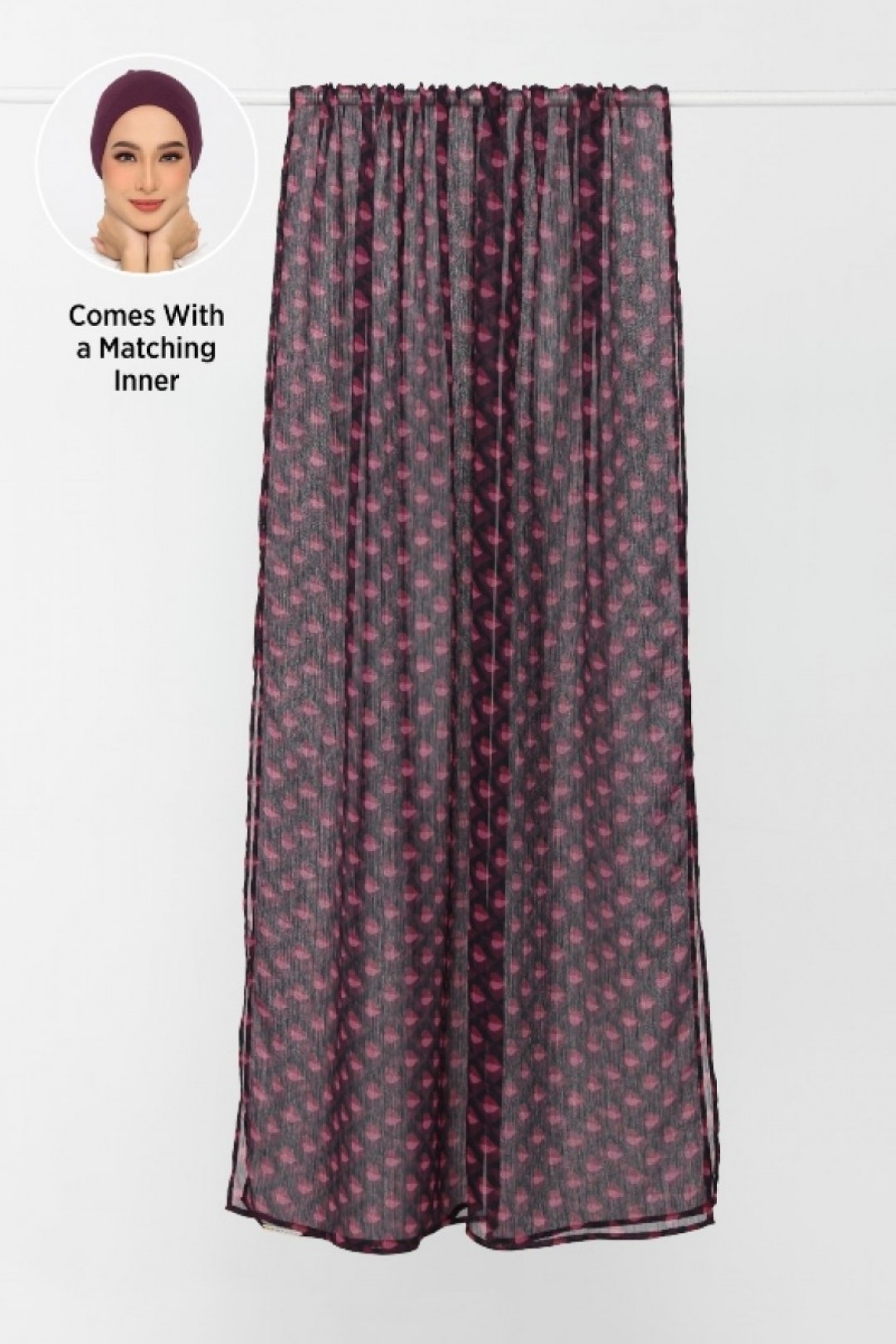 Hearts Mulberry - Plus Crinkled Chiffon