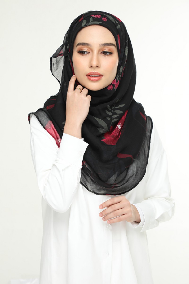 Jameela Black - Printed Crinkled Chiffon