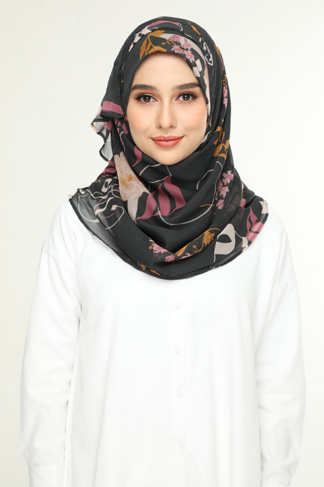 Jameela Gray - Printed Smooth Chiffon