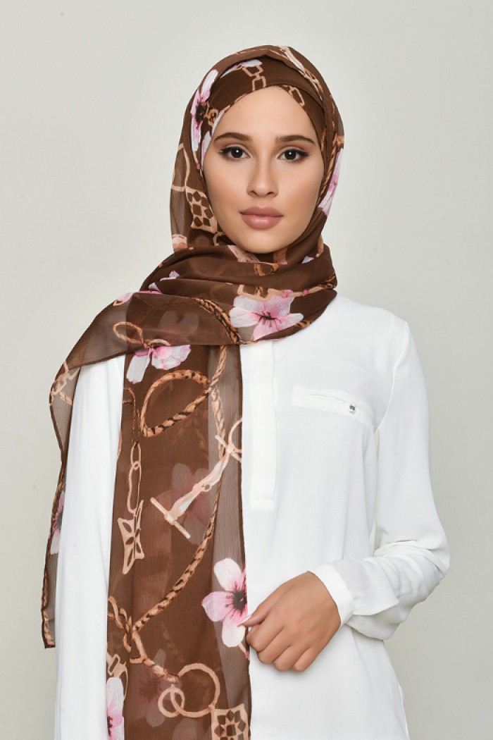 Blossom Brown - Printed Crinkled Chiffon - Freestyle X