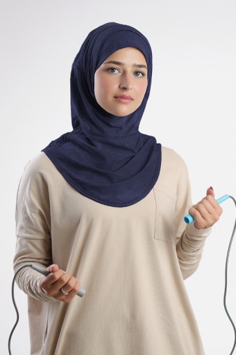 Cardio Hijab - Plain Heather Functional Mesh (Navy)