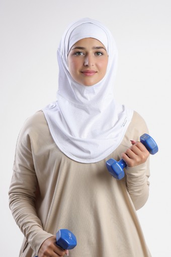Cardio Hijab - Plain Functional Mesh (White)