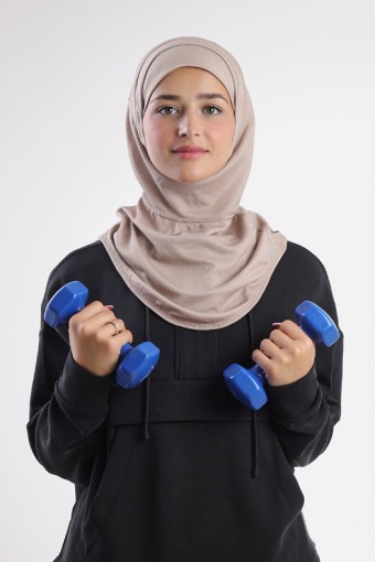 Cardio Hijab - Plain  Dual Functional Mesh (Greige/White) Reversible