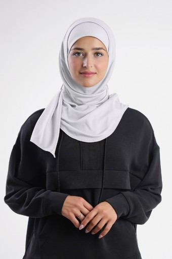 Gym Hijab - Plain Dual Functional Mesh (White/Greige)