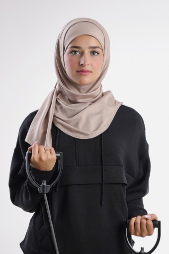 Gym Hijab - Plain Dual Functional Mesh (Greige/White)