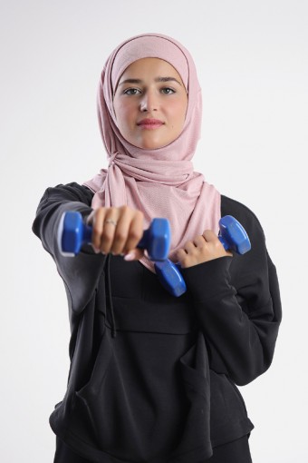Gym Hijab - Plain Dual Functional Mesh (Light Pink/Dark Pink)