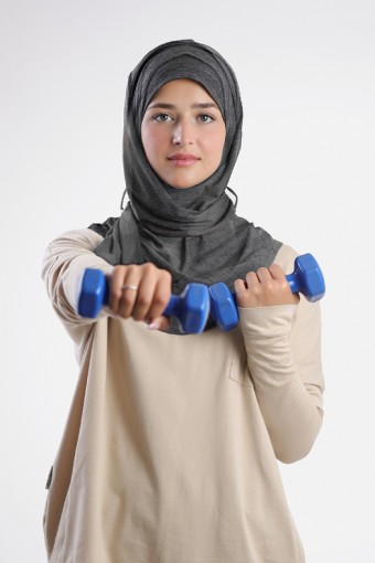 Gym Hijab - Plain Heather Functional Mesh (Dark Gray)