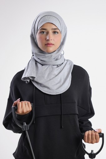 Gym Hijab - Plain Heather Functional Mesh (Light Gray)