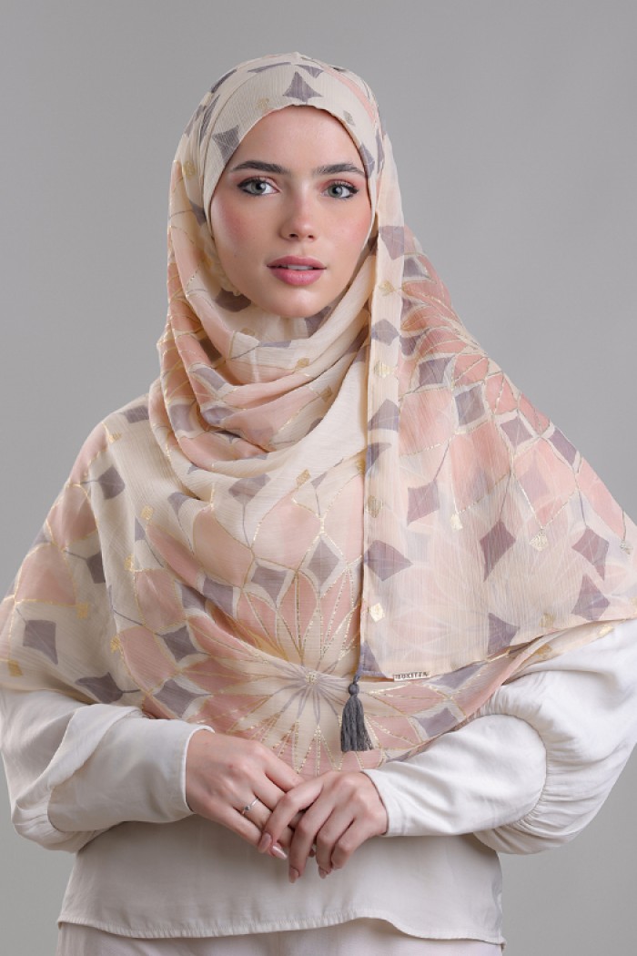 Nabawi - Printed Plus Crinkled Chiffon with Foil