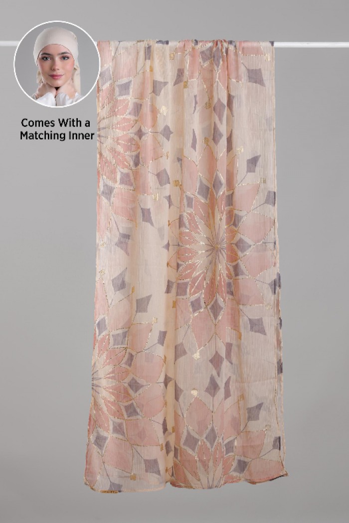 Nabawi - Printed Plus Crinkled Chiffon with Foil
