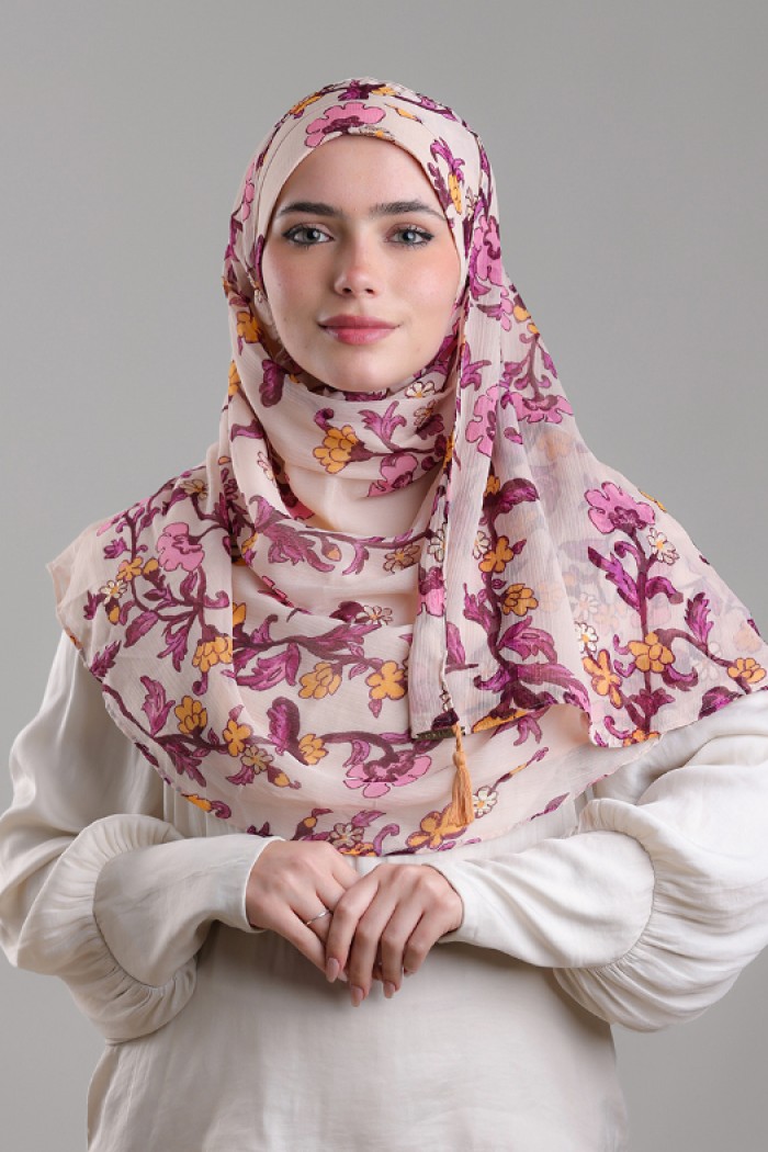 Nasir - Printed Plus Crinkled Chiffon with Foil