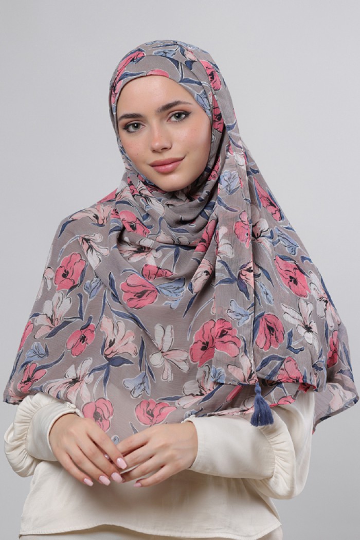 Pink Fauves - Printed Crinkled Chiffon