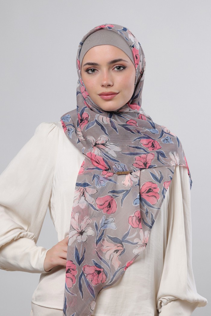 Pink Fauves - Printed Crinkled Chiffon