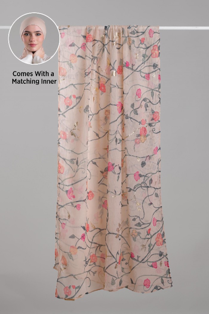 Sheikh Zayed - Printed Plus Crinkled Chiffon with Foil